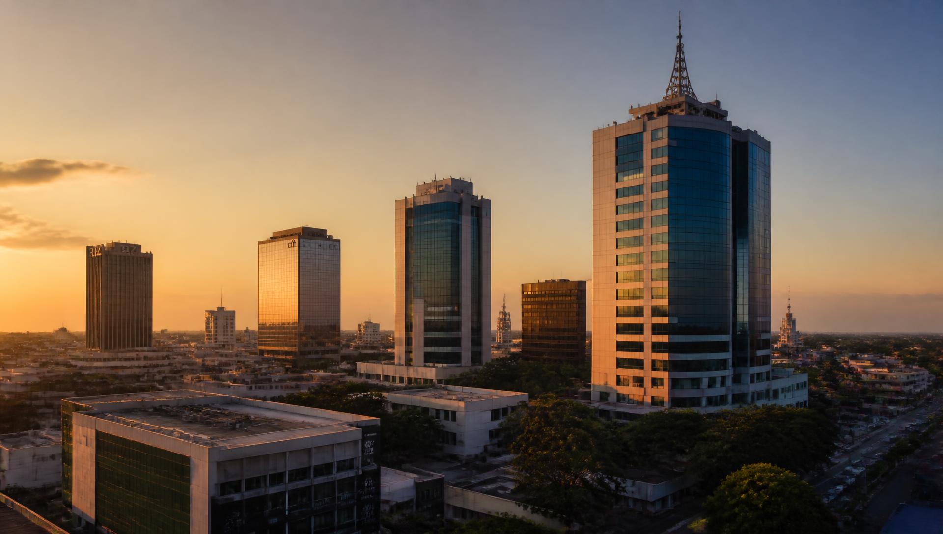 Lusaka city skyline at golden hour